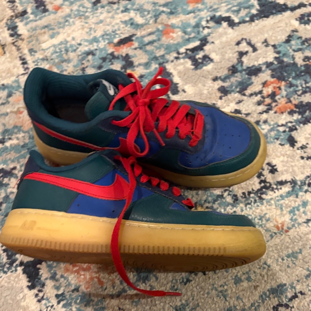 Nike Teal and Red Sneakers with Gum Sole